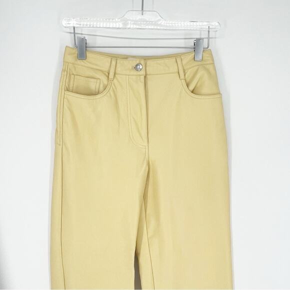 Aritzia Wilfred Melina Faux Leather Straight Leg Pants 4 Yellow - Picture 3 of 5